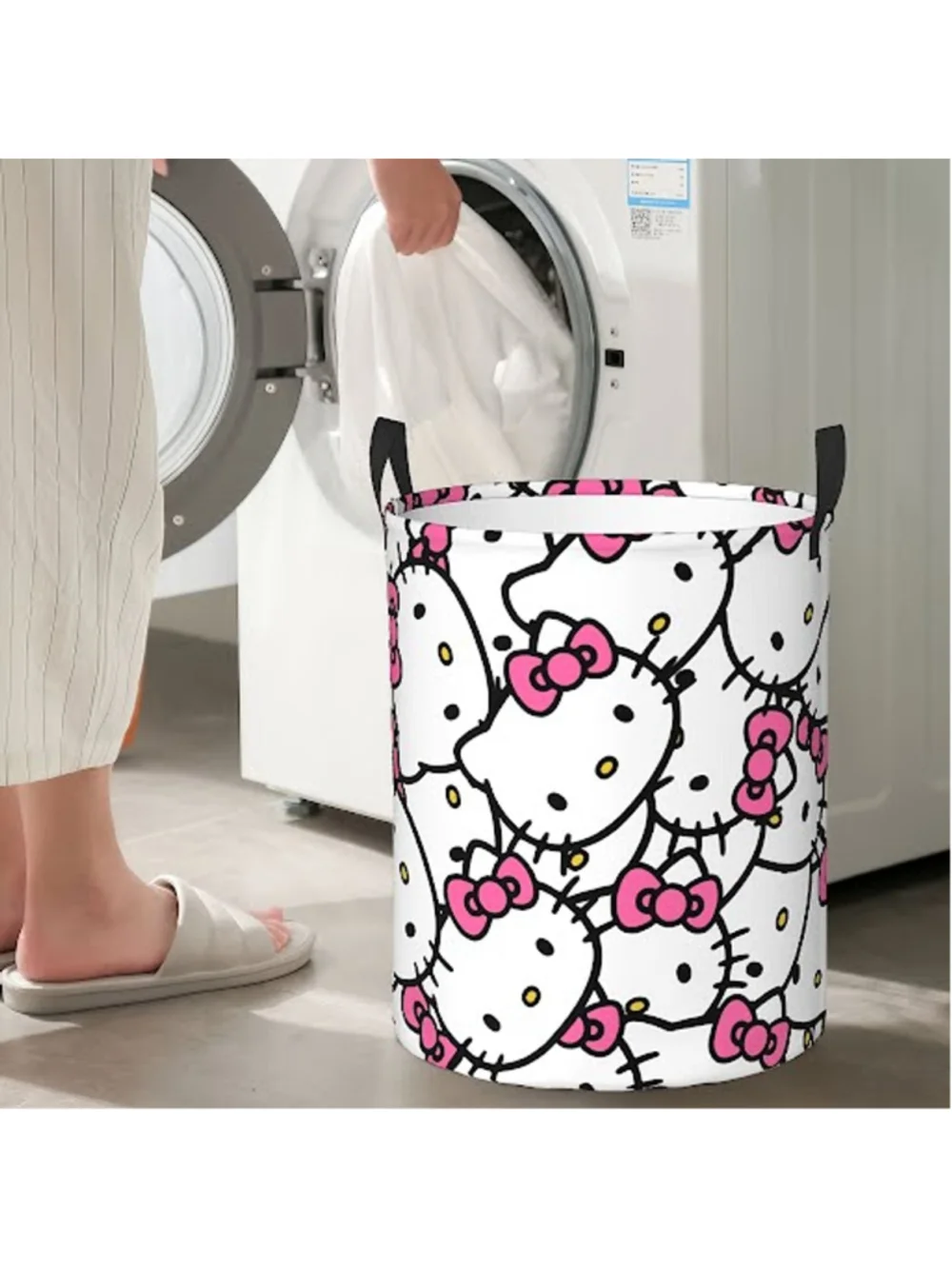 #HK-2268 Hello Kitty Laundry Hamper - Trash Storage -Polyester - Water Resistant